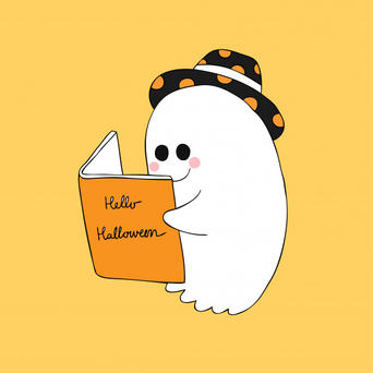 Happy ghost reading book